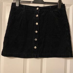 Miss Selfridge Black Corduroy A-Line Skirt